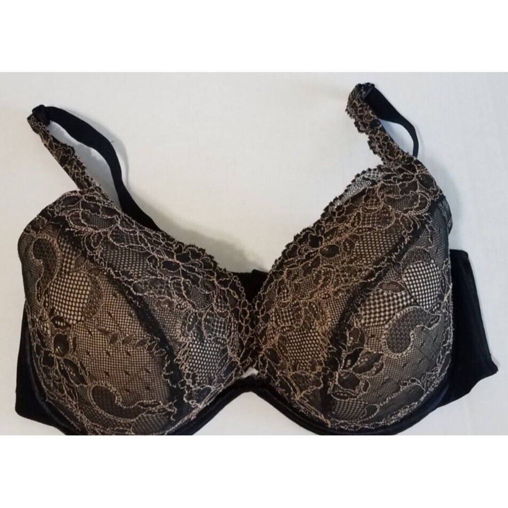 Cacique Black Gold Lace Lightly Lined Underwire Bra Size 40DDD